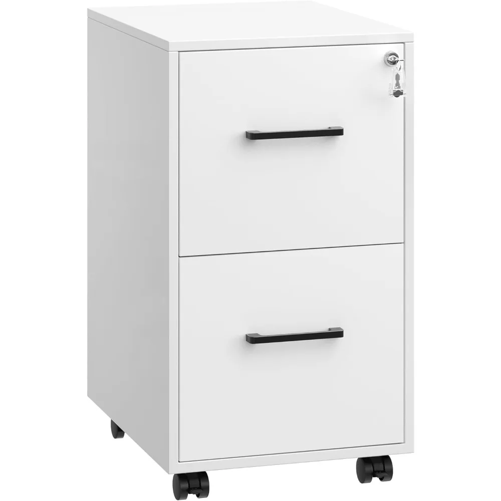 

File Cabinet, Pre-Assembled Except Wheels and Handles, Office Filing Cabinet with Lock, for A4, Legal, Letter Sized Documents