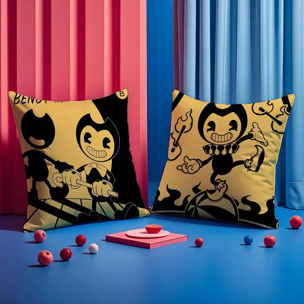 ألعاب Bendy And The Ink Machine كيس وسادة مريح أريكة سرير حريري أنيق غير مرئي بسحاب غطاء وسادة مزخرف مخصص #2