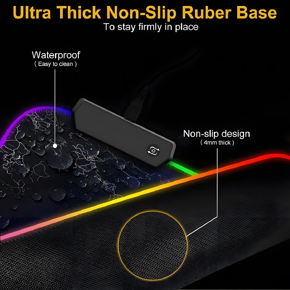 لوحة ماوس Razer XXL RGB لوحة ماوس ألعاب HD ملحقات ألعاب كبيرة بإضاءة LED وسجادة كمبيوتر مع إضاءة خلفية