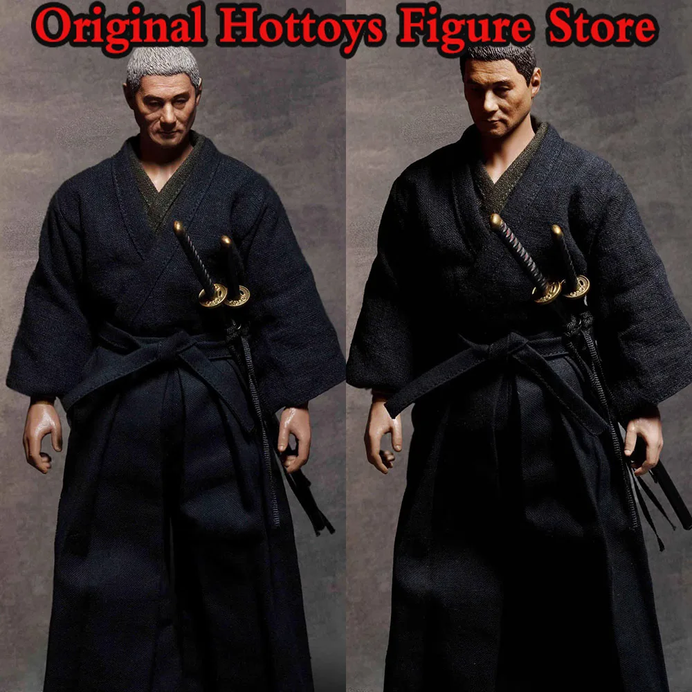 In Stock WOLFKING WK-89029 1/6 Scale Men Soldier Black Samurai Head Sculpture Clothing Set Fit 12-inch Action Figure Body