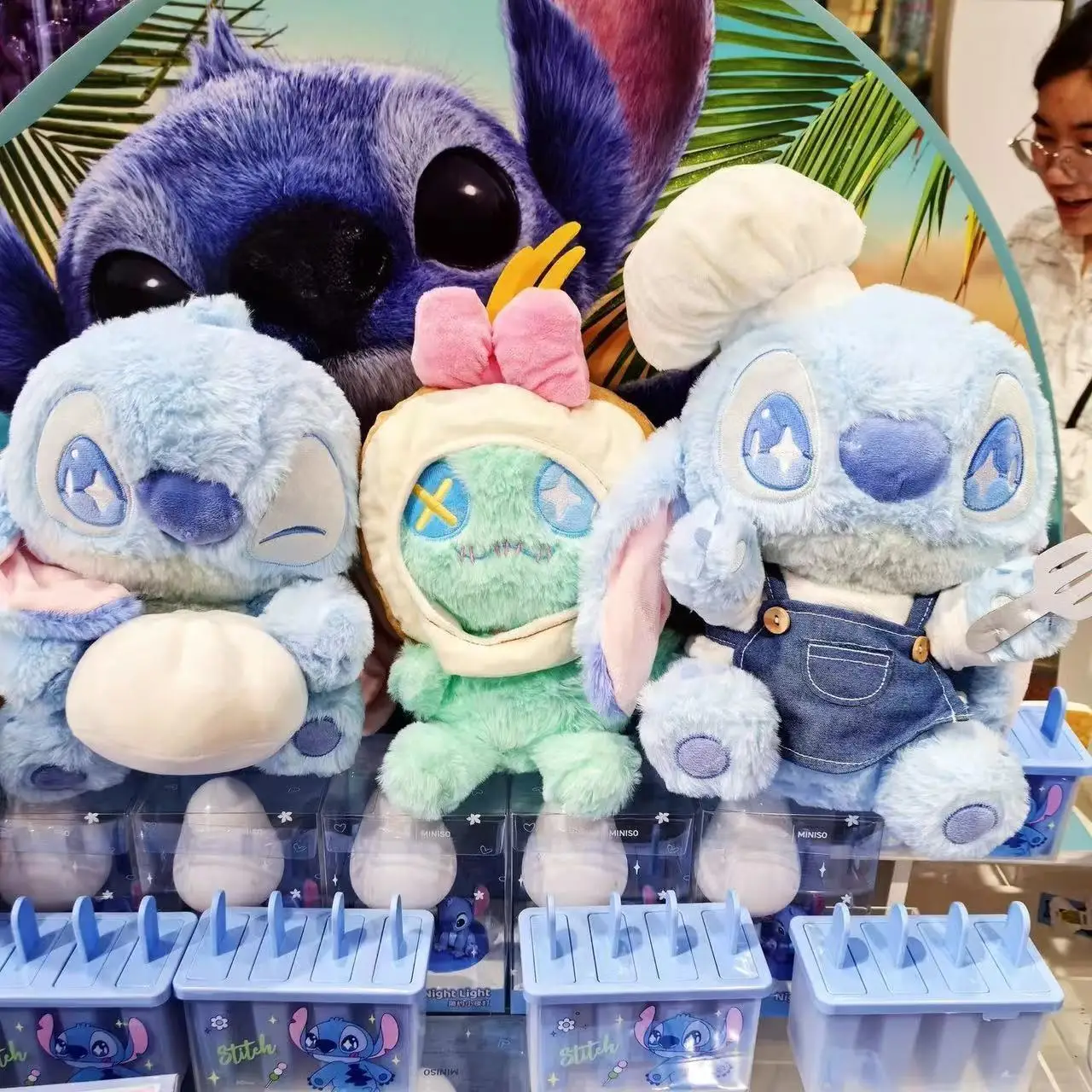 

Miniso Kawaii Stitch Food Party Series Plush Doll Pillow Anime Stitch Girl'S Heart Cute Plush Toy Ornaments Girls Birthday Gift