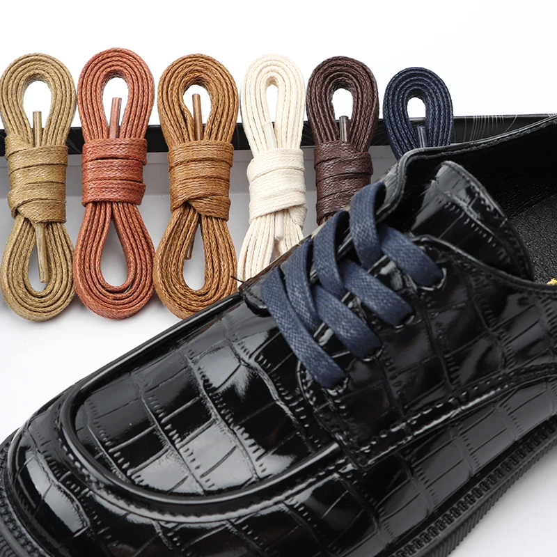 

1 Pair Cotton Shoelaces Flat Waxing Waterproof Shoe Laces Used For Sneakers Casual Leather Shoes Accessories Black Shoelace