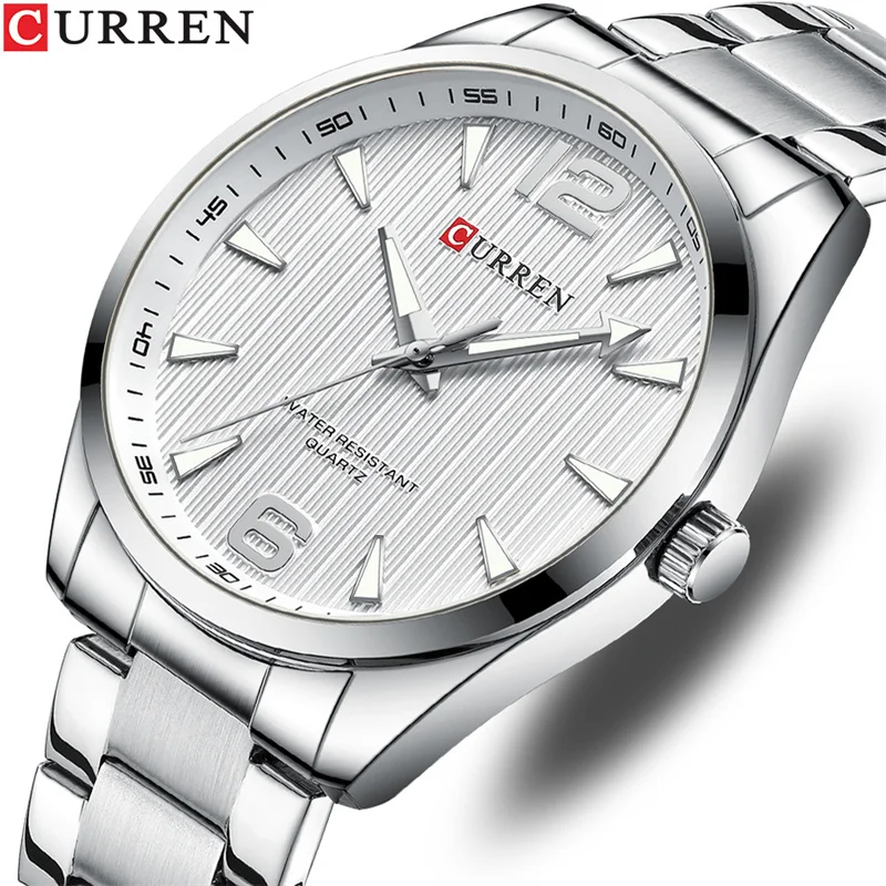 CURREN 8434 Fashion Business Men's Quartz Watch Stainless Steel Strap Waterproof Night Light Luxury Clock Relojes Para Hombres
