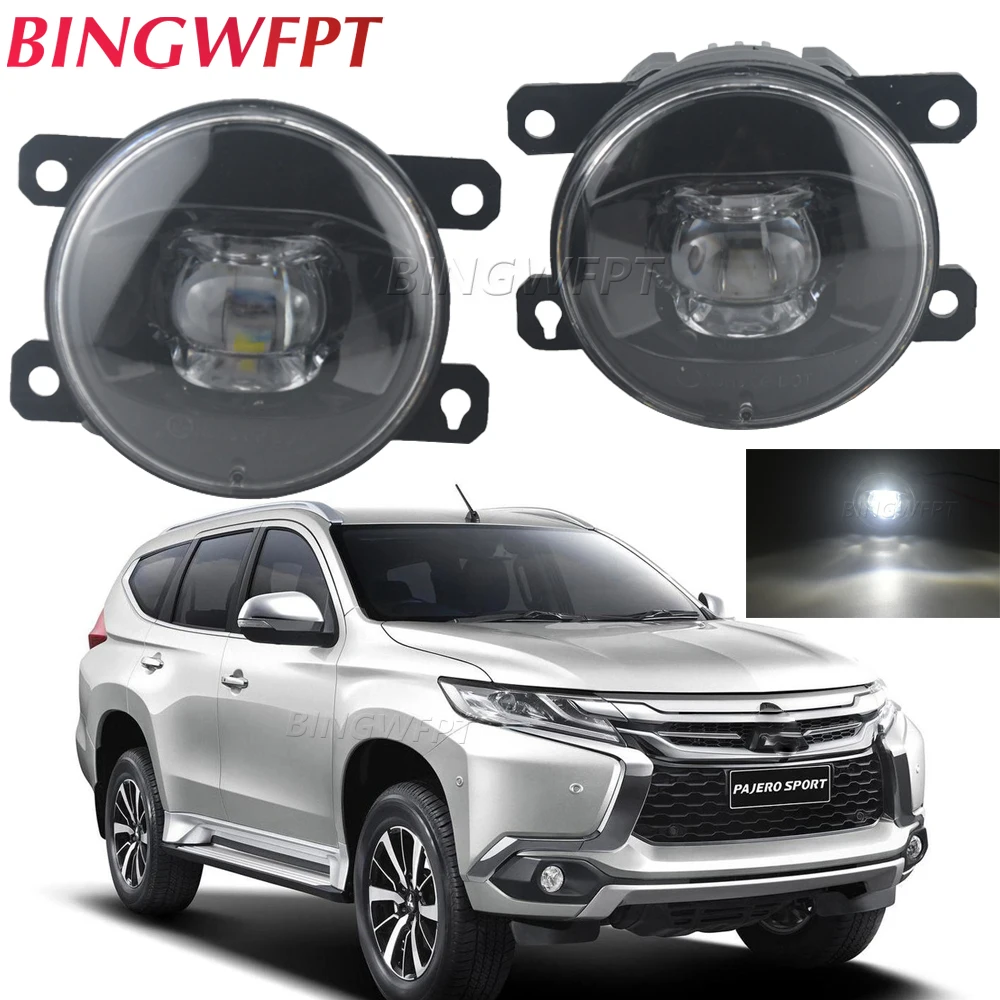 2PCS Led Car Fog Lights Lens DRL For Mitsubishi Montero Pajero Sport Challenger 2017 2018 2019 Daytime Running Light