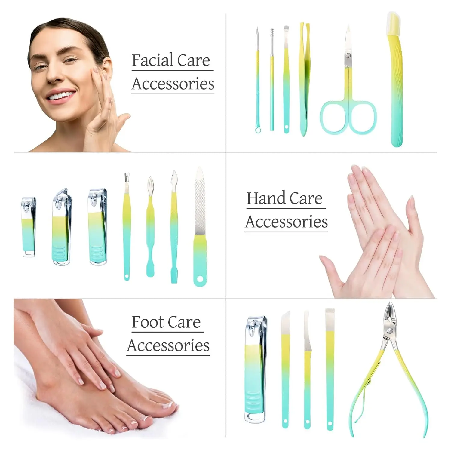 Ferramentas profissionais de cuidados com as unhas de aço inoxidável com estojo de viagem conjunto de manicure e pedicure de 18 peças para família