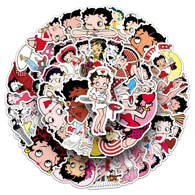 Betty Boop 50 Aufkleber mit hohem Farbwert, niedlicher, hochauflösender Druck, kreatives Mädchenherz, Handbuch, Graffiti, dekorative Aufkleber – Detail 10