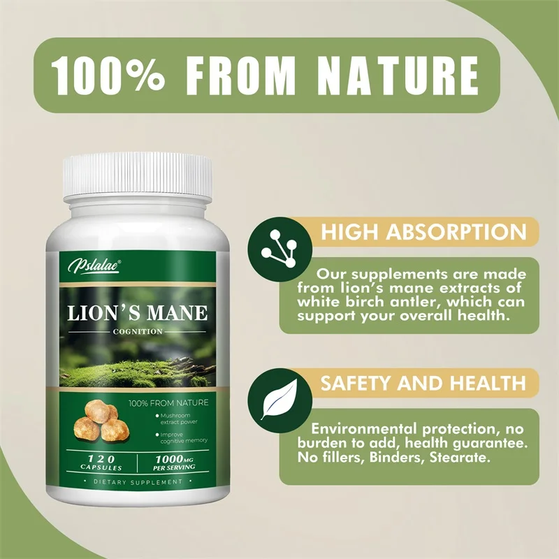 Lion's Mane Capsules - เพิ่มการทํางานของสมอง เสริมความสามารถทางปัญญา บรรเทาความเครียด รองรับภูมิคุ้มกัน