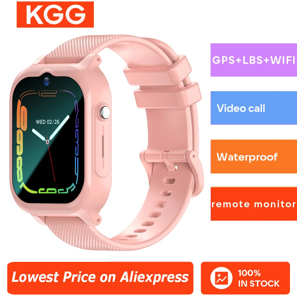 4G الاطفال ساعة ذكية الهاتف GPS WIFI HD مكالمة فيديو صوتية نطاق SOS شاشة كاميرا المقتفي موقع الأطفال ساعة Smartwatch هدية