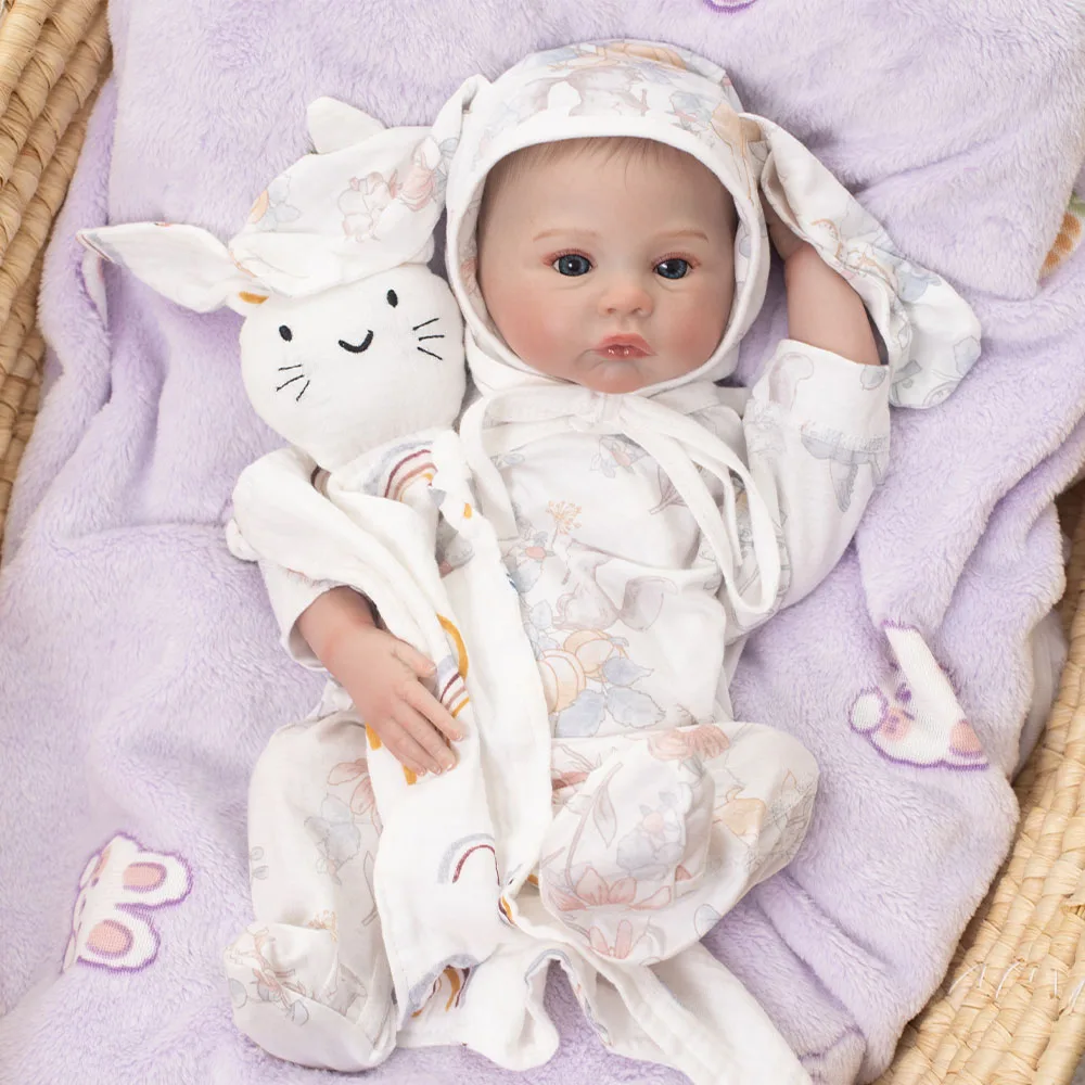 48CM Juz Malowana Gotowa Lalka Reborn Całe Silikonowe Korpusy Winyl Miękki w Dotyku Realistyczna Ręcznie Robiona Skóra 3D z Widocznymi Żyłkami