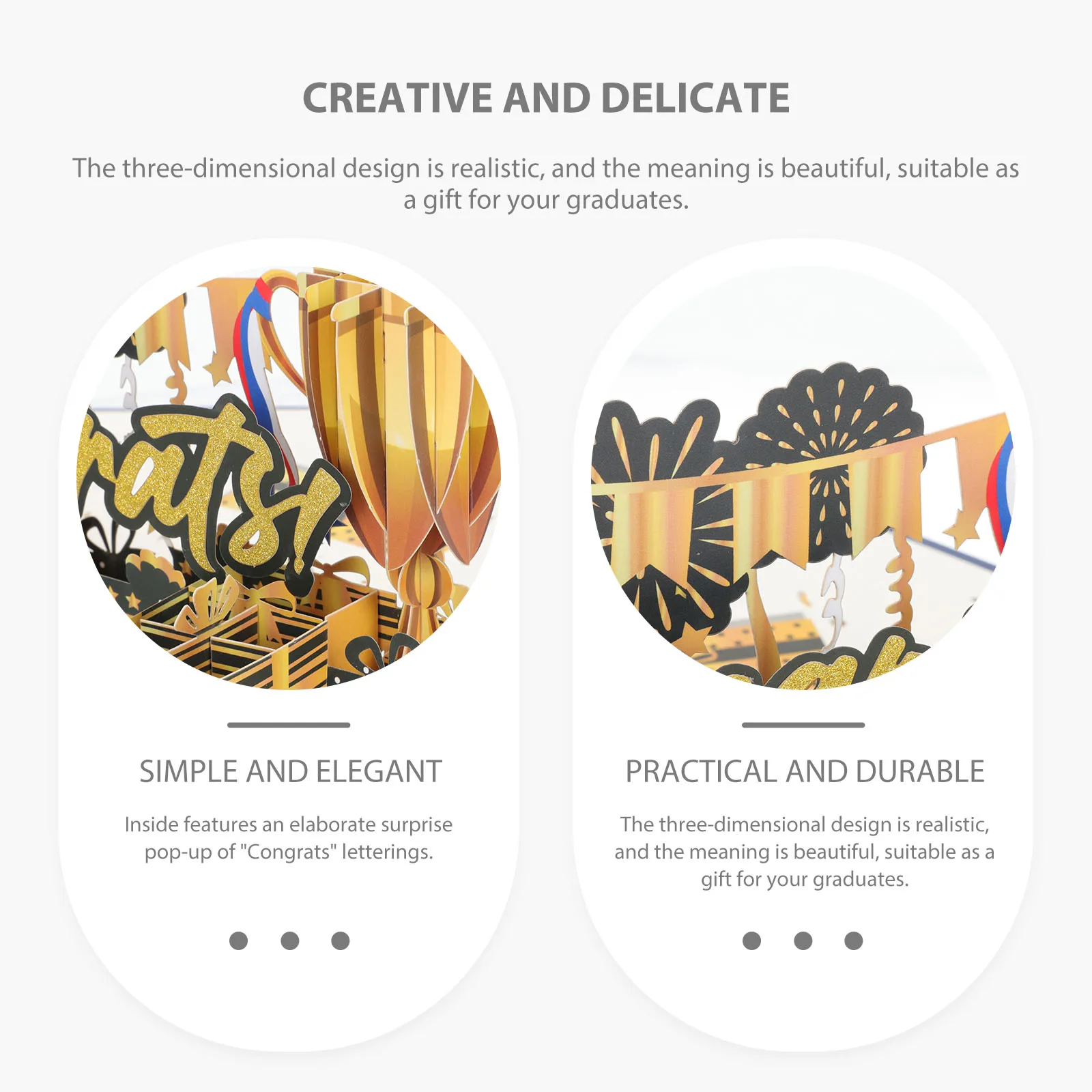 

3D Three-dimensional Greeting Card Graduation Season Cards. Decorative Gift Paper Wish for Popup Lightweight