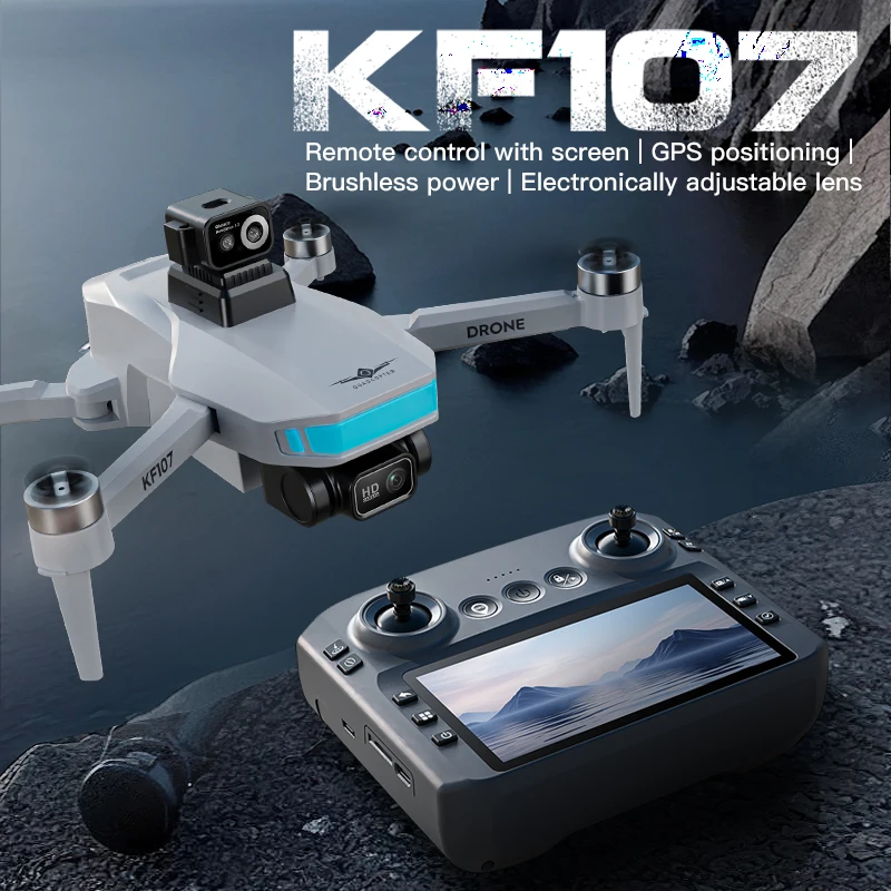 KF107 Drone 8K Professional Dual HD Camera With Screen GPS 5G WIFI 360°Obstacle Avoidance Brushless Foldable Quadcopter Drones