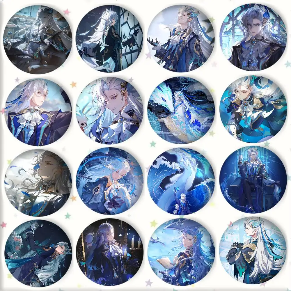 Anime Game Genshin Impact Neuvillette Badge Round Art Brooch Clothes Backpack Accessories Lapelnd Laserh