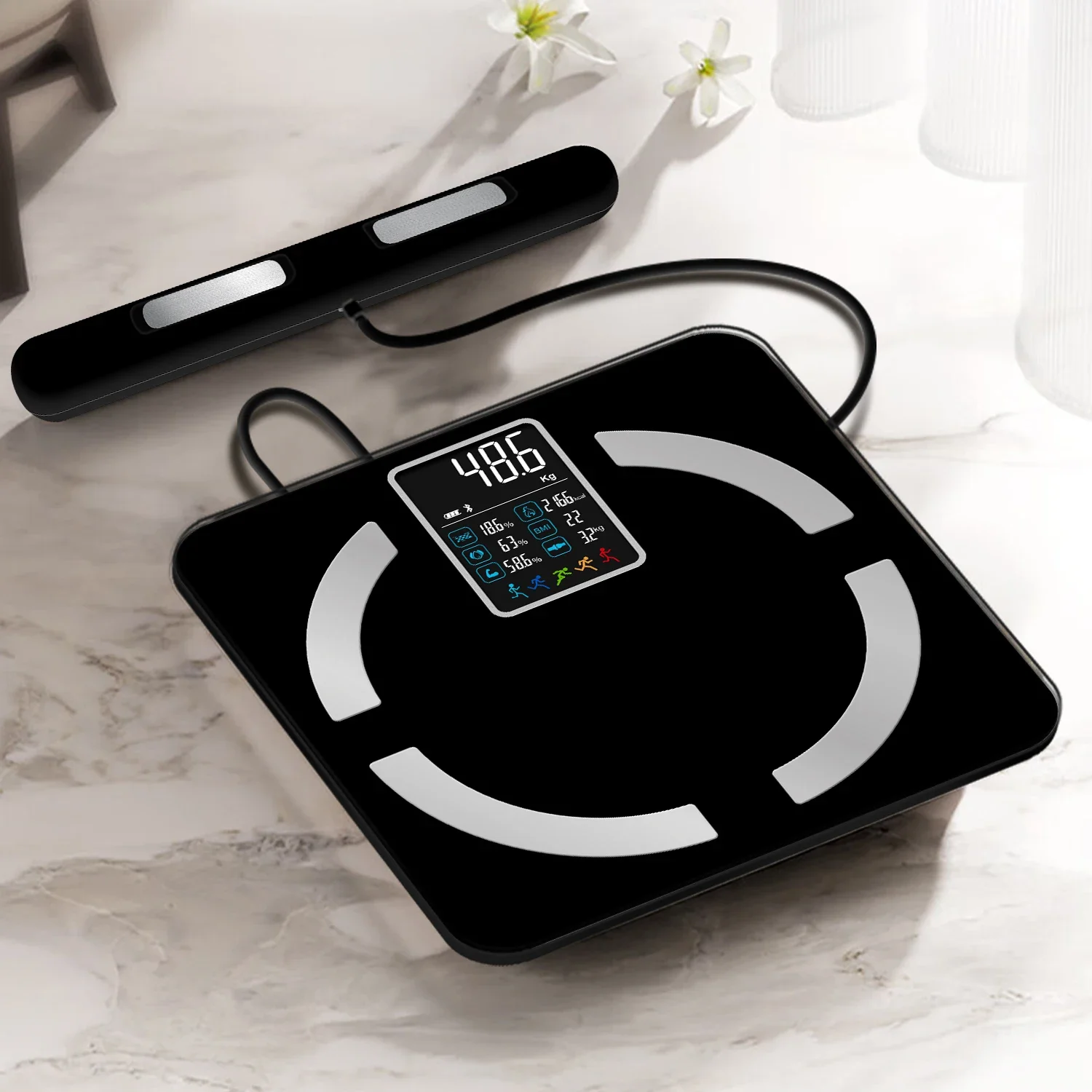 Smart 8 Electrode Scale Bioimpedance Electronic Digital Weight Balance Fat Body Water Muscle Mass BMI Composition Scale