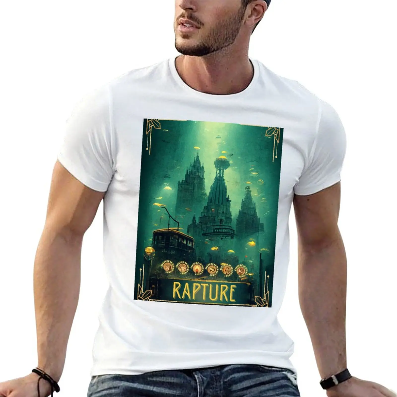 T-shirt vintage avec affiche de voyage Rapture, t-shirt utilitaire décontracté pour le travail