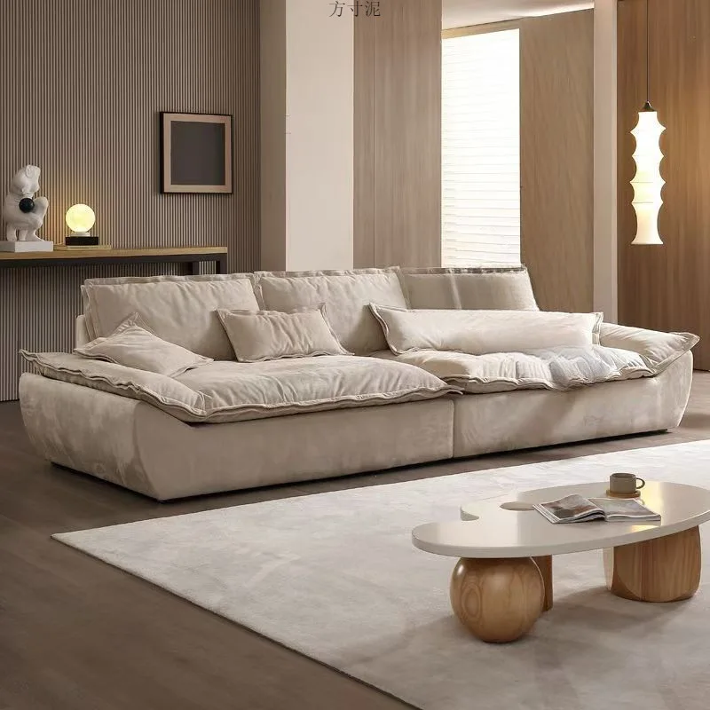 Sailing sofa, large sitting deep straight row, down latex fabric, removable and washable light luxury sofa
