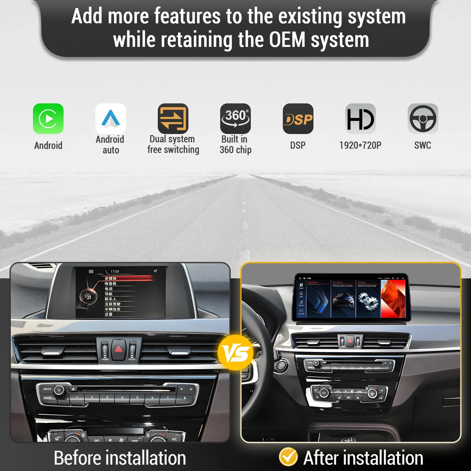 12.3 inch Android 13 4G For BMW X1 F48 X2 F49 2016-2020 Car Radio GPS Wireless Bluetooth Carplay Snapdragon 680 Head Unit Screen