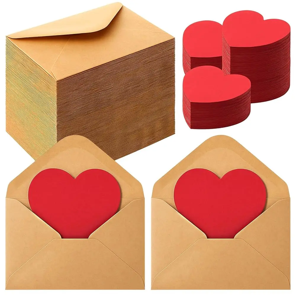 

120 мини-конвертов ко Дню святого Валентина с 120 пустыми открытками в форме сердца, вырезанными в форме сердца, для подарков и поздравлений ко Дню святого Валентина и годовщине.