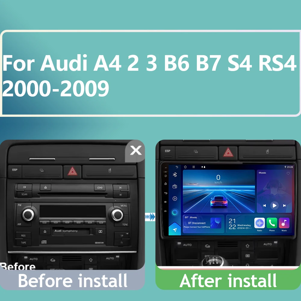 

WIFI For Audi A4 2 3 B6 B7 S4 RS4 2000 2001 2002 2003 2004 2005-2009 Android 16 Car Radio Navigation GPS Multimedia Video Player
