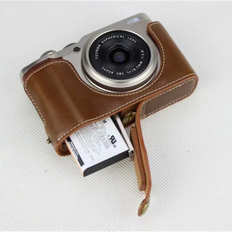 New PU Leather Camera Case Half Body Cover For Fujifilm XF10 FUJI X-F10 Openning Bottom Case Black Brown Coffee