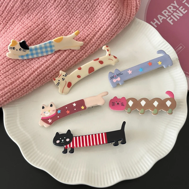 Cartoon Hair Clip Cute Cat Shape Side Bangs Clip Makeup Tools For Female Ladies Hairpin Girls Headwear Accessories Gifts