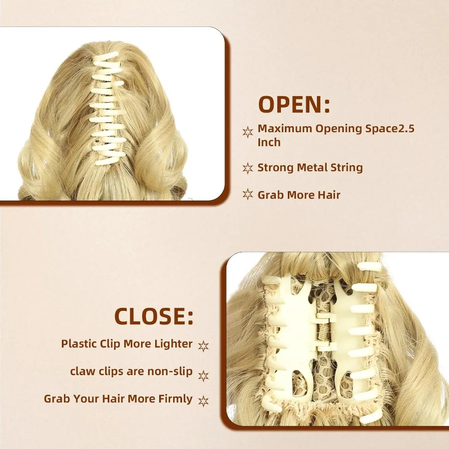 9 وصلات شعر قصيرة بمشبك على شكل ذيل حصان للنساء مع شعر صناعي طبيعي ناعم ومجعد ومموج مثالي لمواصفات الارتداء اليومي