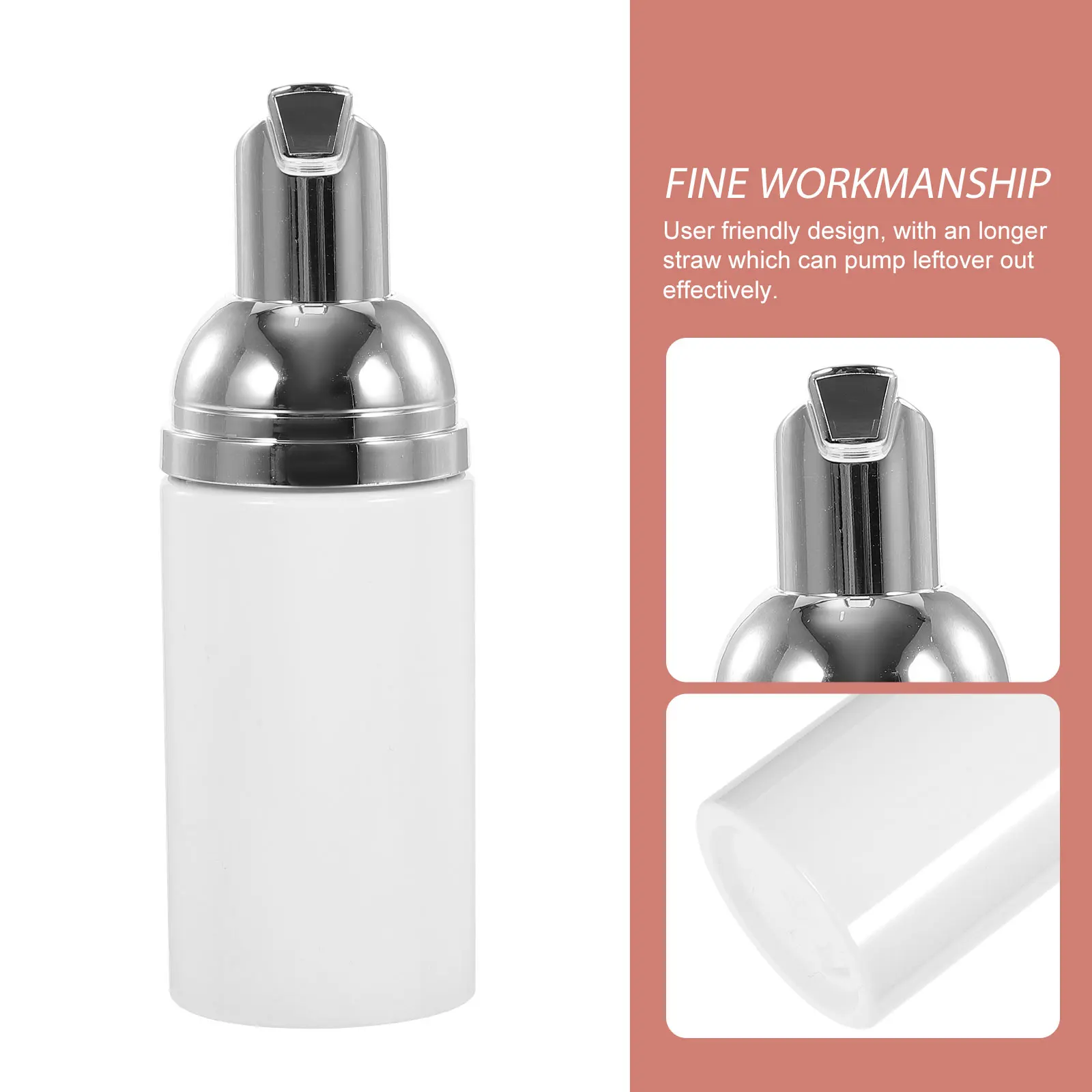 

6pcs Empty Plastic Bottles Foam-making Containers Makeup Bottles Refillable Container (Silver Pump Head)