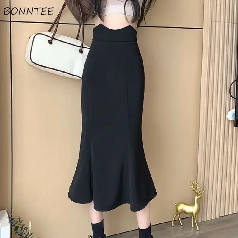 Skirts Women Solid Folds Simple Elegant Charming Creativity Basics All-match Sexy Korean Style Spring Ladies Daily Delicate Ins