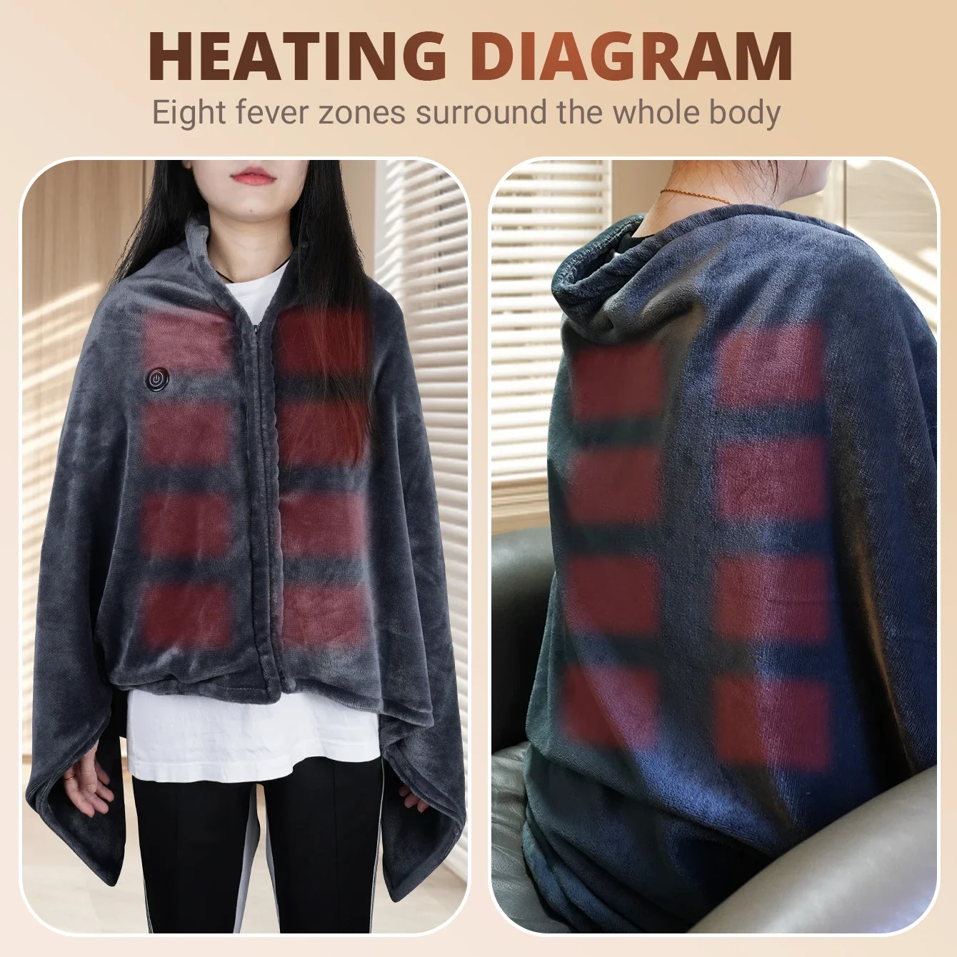 Winter Women Warm Shawl Neck Chest Back Protection Warm Blanket Ideal Choice For Outdoor Travel Warm Indoor Office Perfect Gift