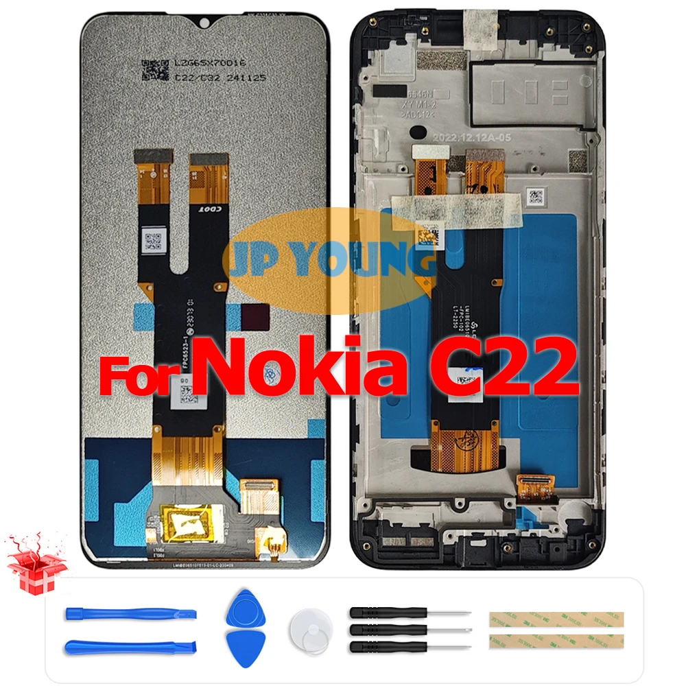 オリジナル-65-インチ-lcd-タッチ-スクリーン-デジタイザー-アセンブリ-フレーム付き-nokia-c22-用-交換品