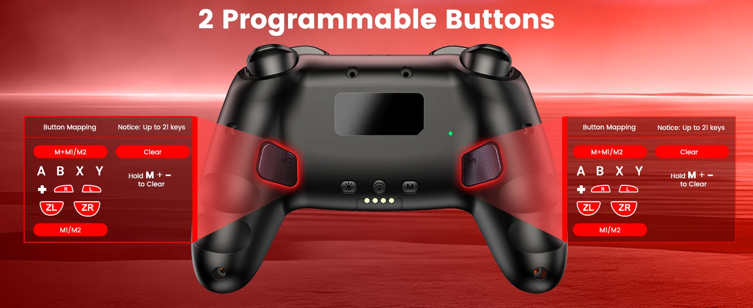 Dinofire Wireless Bluetooth RGB Controller for Nintendo Switch/Switch OLED/Lite Mobile Wired PC Gamepad Multi-Function Joystick