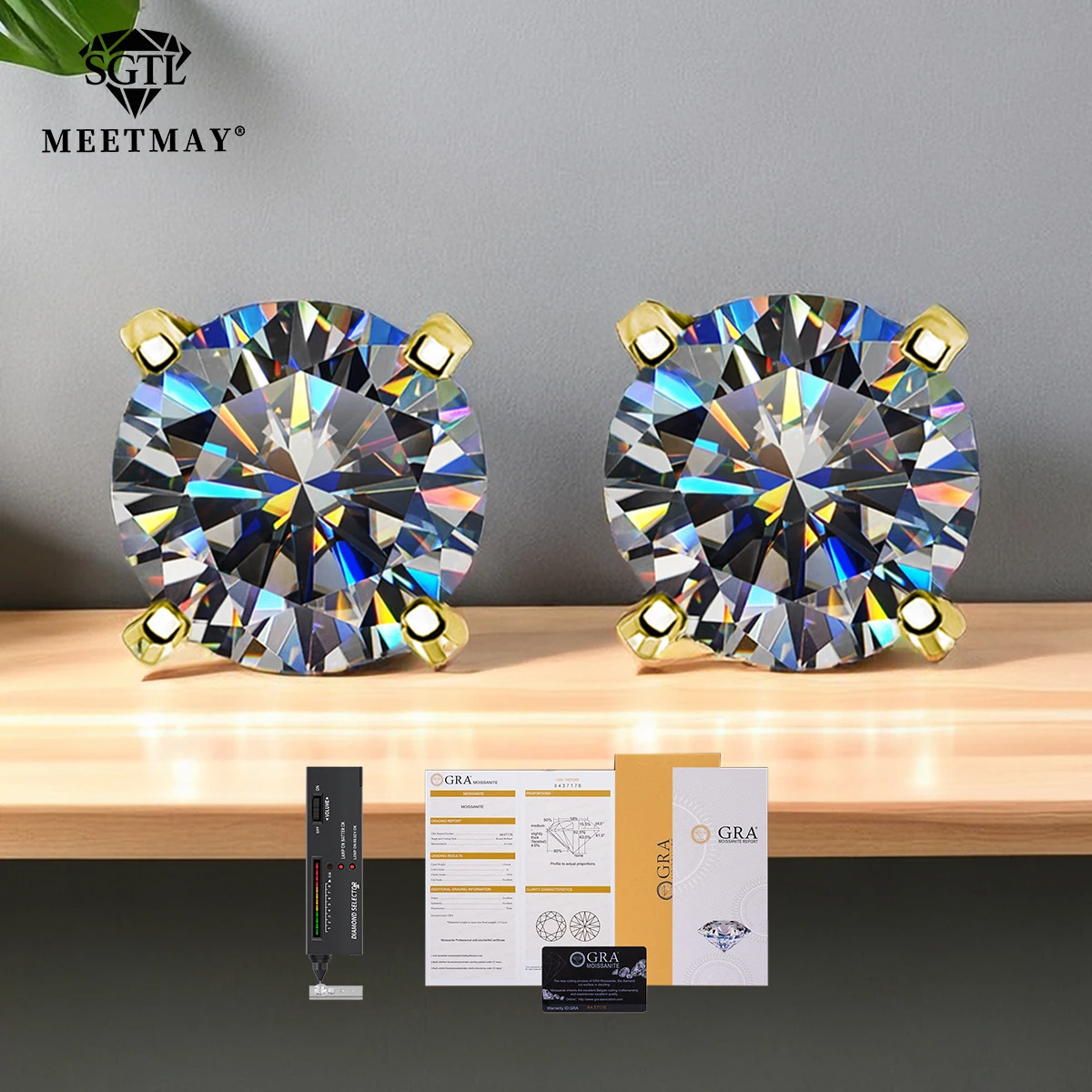 BOCARMAN GRA 0.3-3Carat Certified S925 sterling silver four-prong stud Moissanite earrings for women plating Gray fine jewelry