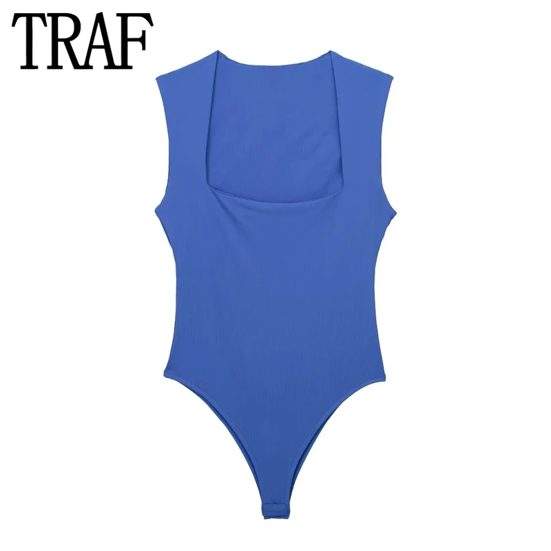 TRAF 2023 Black Body Woman Square Neck Sexy Lingerie For Women Body Sleeveless Bodysuit Women Wide Straps Bodycon Summer Tops