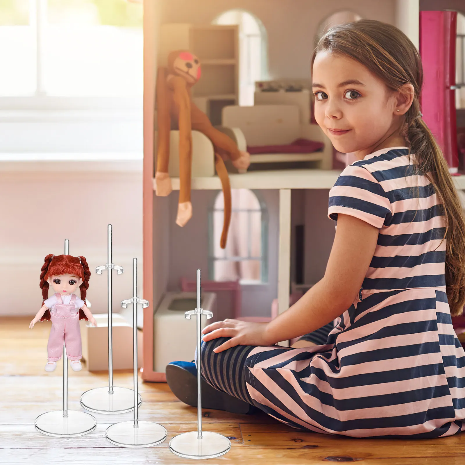 

12 мини-подставок для фигурок, прозрачные, устойчивые, отлично подходят для подарков и творческих игр.