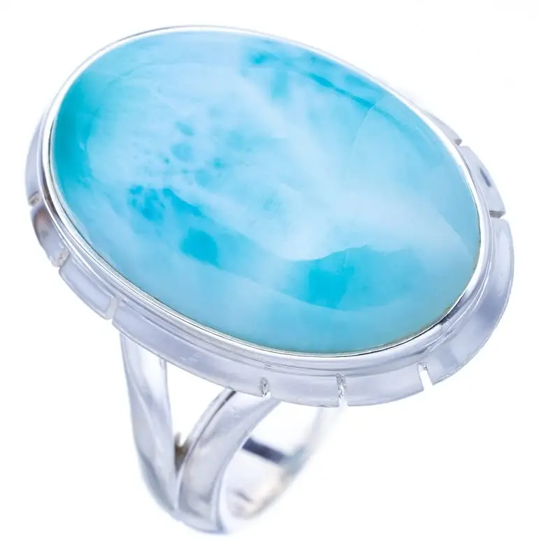 

StarGems® Natural Larimar Handmade 925 Sterling Silver Ring 7 F1495