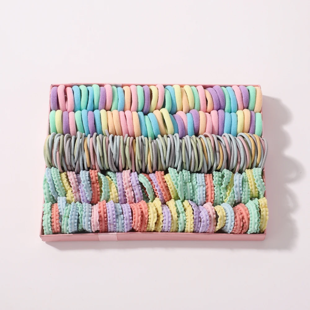 300 teile/los Macaron Farbe Gummi Haarband Set Nylon Elastische Haargummi Mädchen Geflochtene Pferdeschwanz Halter kinder Haar Zubehör