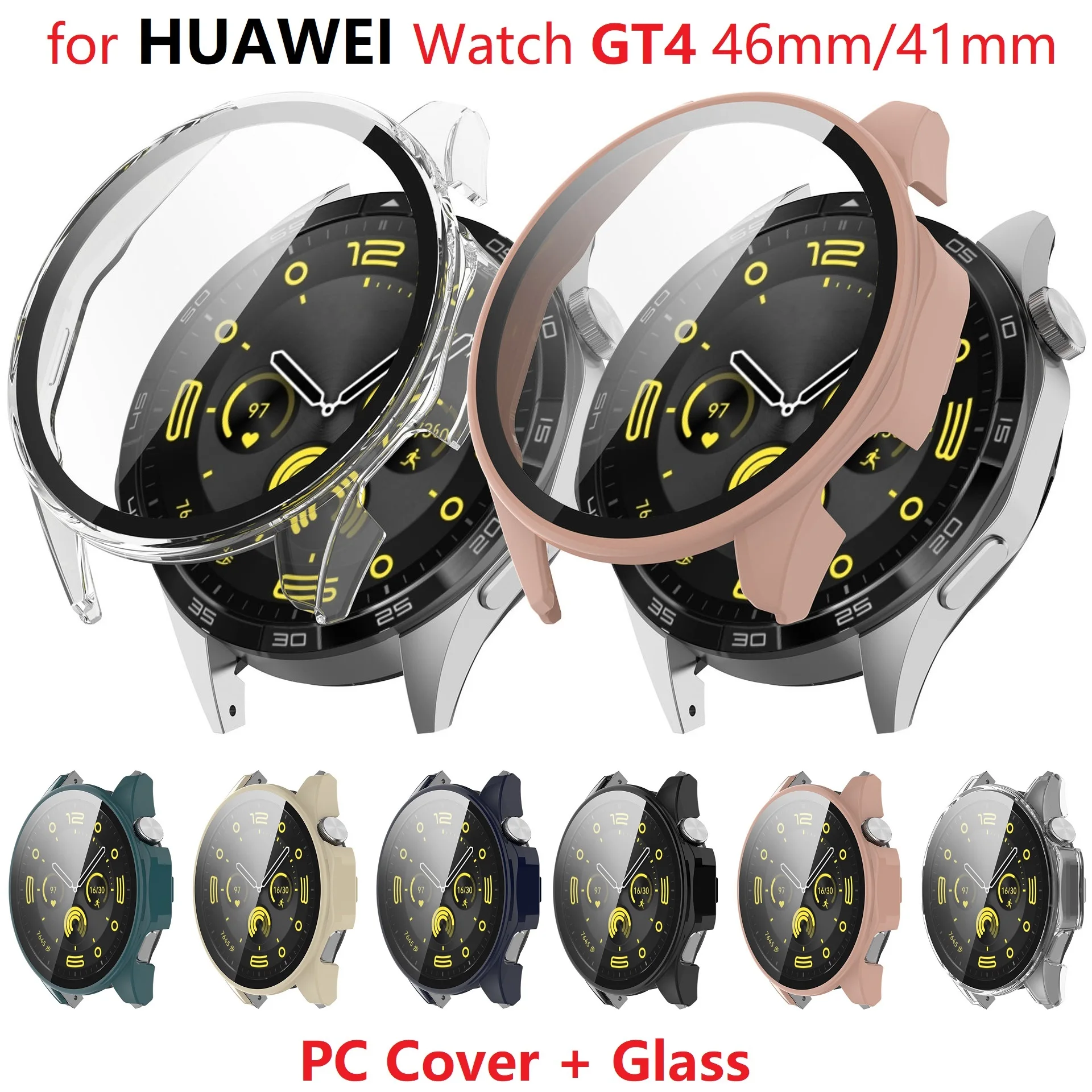 30PCS PC Cover for HUAWEI Watch GT4 46mm / GT4 41mm Smartwatch Hard Bumper Tempered Glass Screen Protector Case