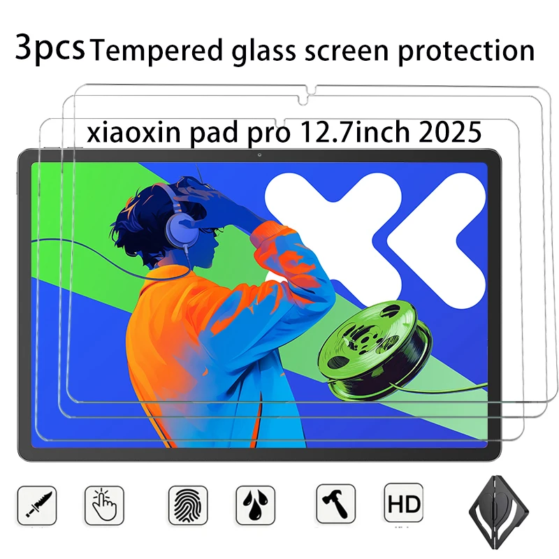3PCS Tempered Glass For Lenovo Xiaoxin Pad Pro 12.7 2023 2024 2025 12.7 Screen Protector For Xiaoxin Pad 2024 11 inch Glass Film
