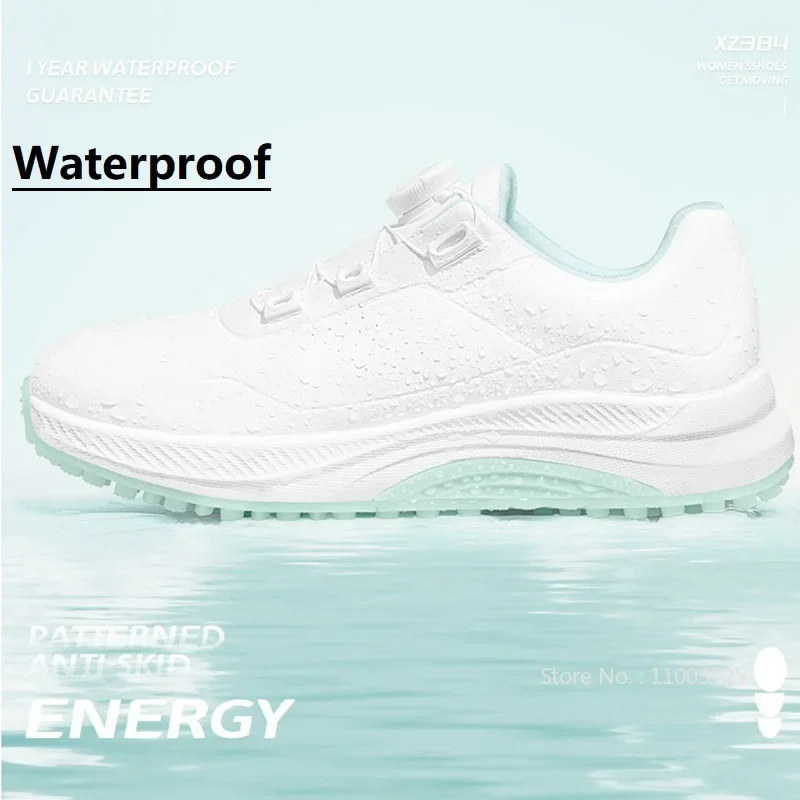 Pgm mulheres sapatos de golfe amortecimento golfista esporte tênis anti-deslizamento sapatos de golfe grama senhora calçado confortável à prova dwaterproof água 35-40