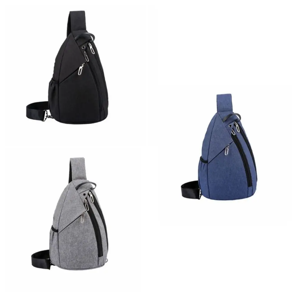 Multilayer Men's Chest Bag Large Capacity Multifunctional Oxford Sling Shoulder Bag Adjustable Strap Solid Color