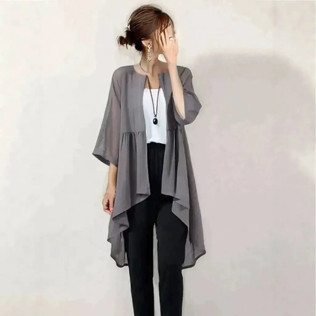 

Women's Classic Mid-Length Cardigan Spot Style Fashionable Outerwear for Ladies