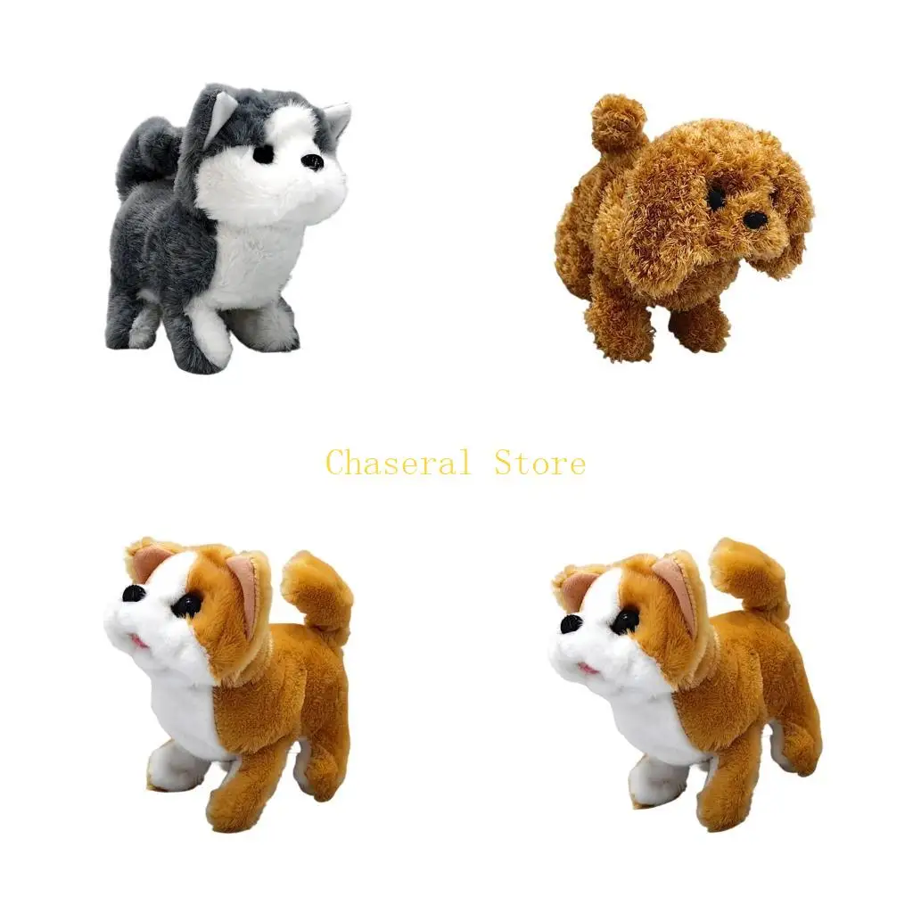 E7CE Realistic Plush Robotic Dog Companion with Simulation Sound Touch Response Automatic Action Electric Pet Toy for Kids
