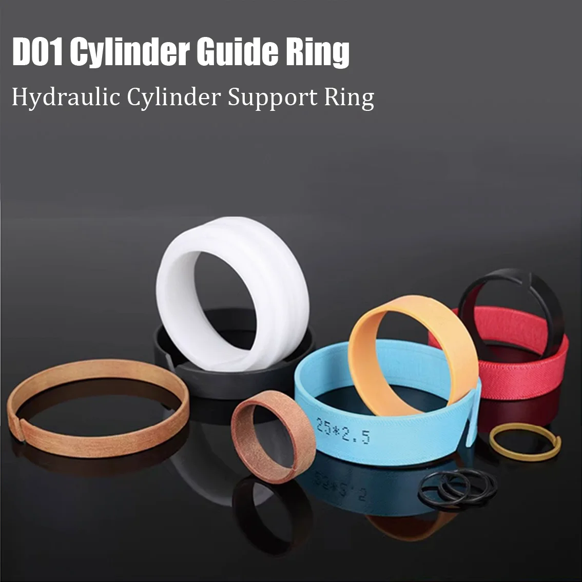 1Pcs PTFE Guidance Tape D01 Cylinder Guide Ring Hydraulic Cylinder Support Ring Phenolic Cloth Guide Belt Wear-Resistant Belt