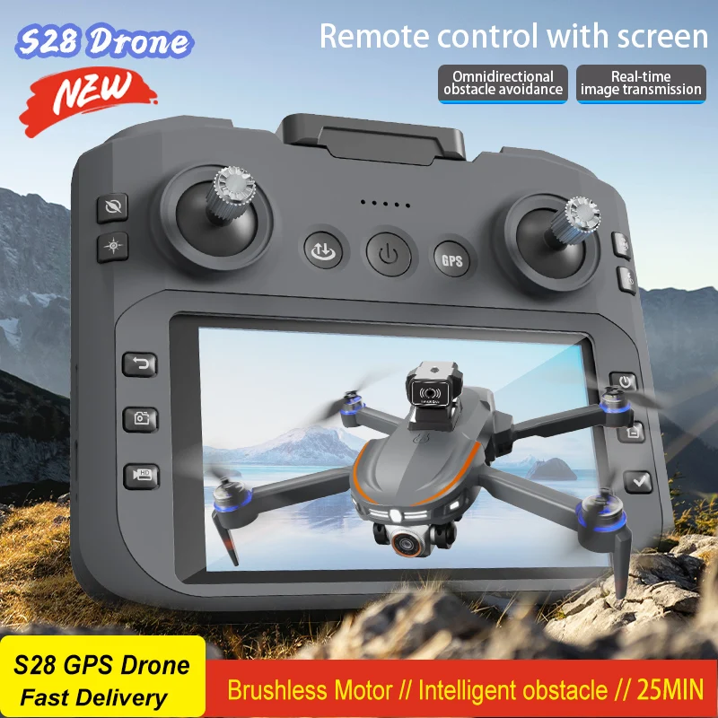 S28 Drone 8K 5G GPS Professional HD Aerial Photography Dual Camera 360° Obstacle Avoidance With 4.5inch Screen RC Quadcopter Toy