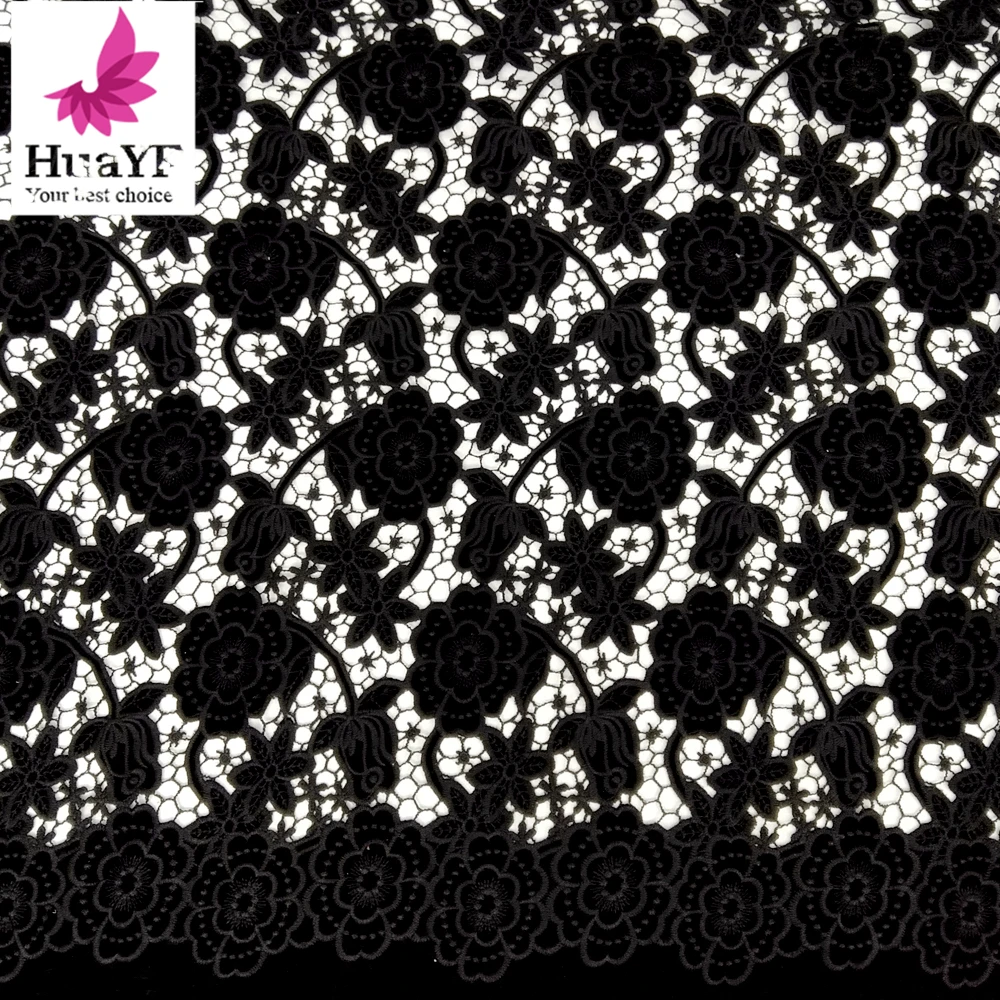 New Craft Rose Flannel Lace Black Laser Embroidered Velvet Milk Silk Lace For Woman Garment Lady Dress Clothing Sewing By 2 YDS