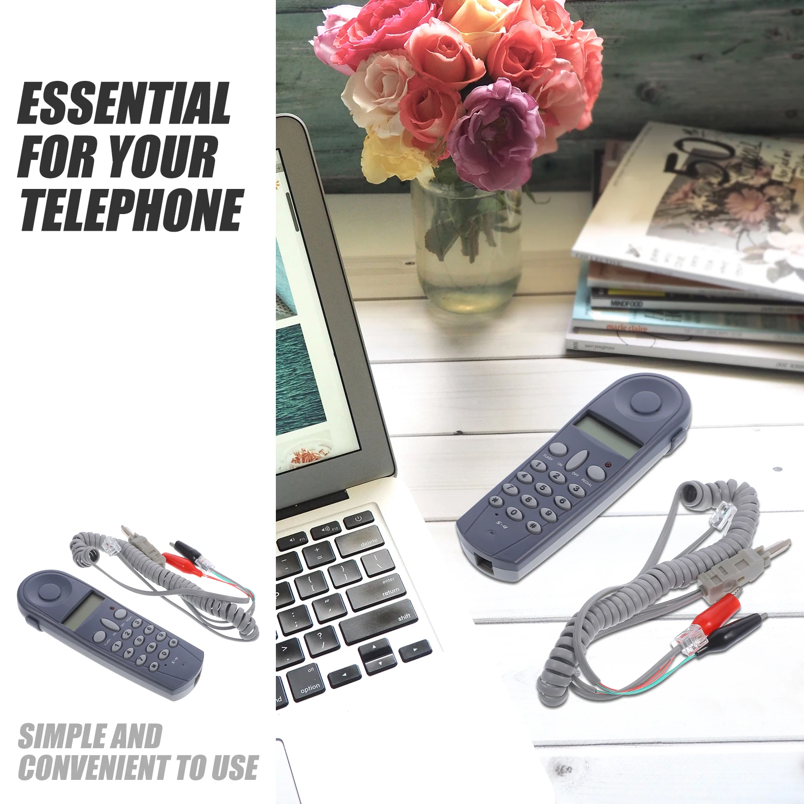 

1 set Telephone Network Cable Tester Tool Sturdy Phone Line Detection Plug Play Home Office Compatible Real Time Display Phone