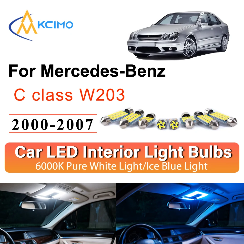 

Super Bright Interior Light Kit For Mercedes-Benz C class W203 2000-2007 Upgraded LED Dome Map Footwell Trunk Lamp Plug and Play