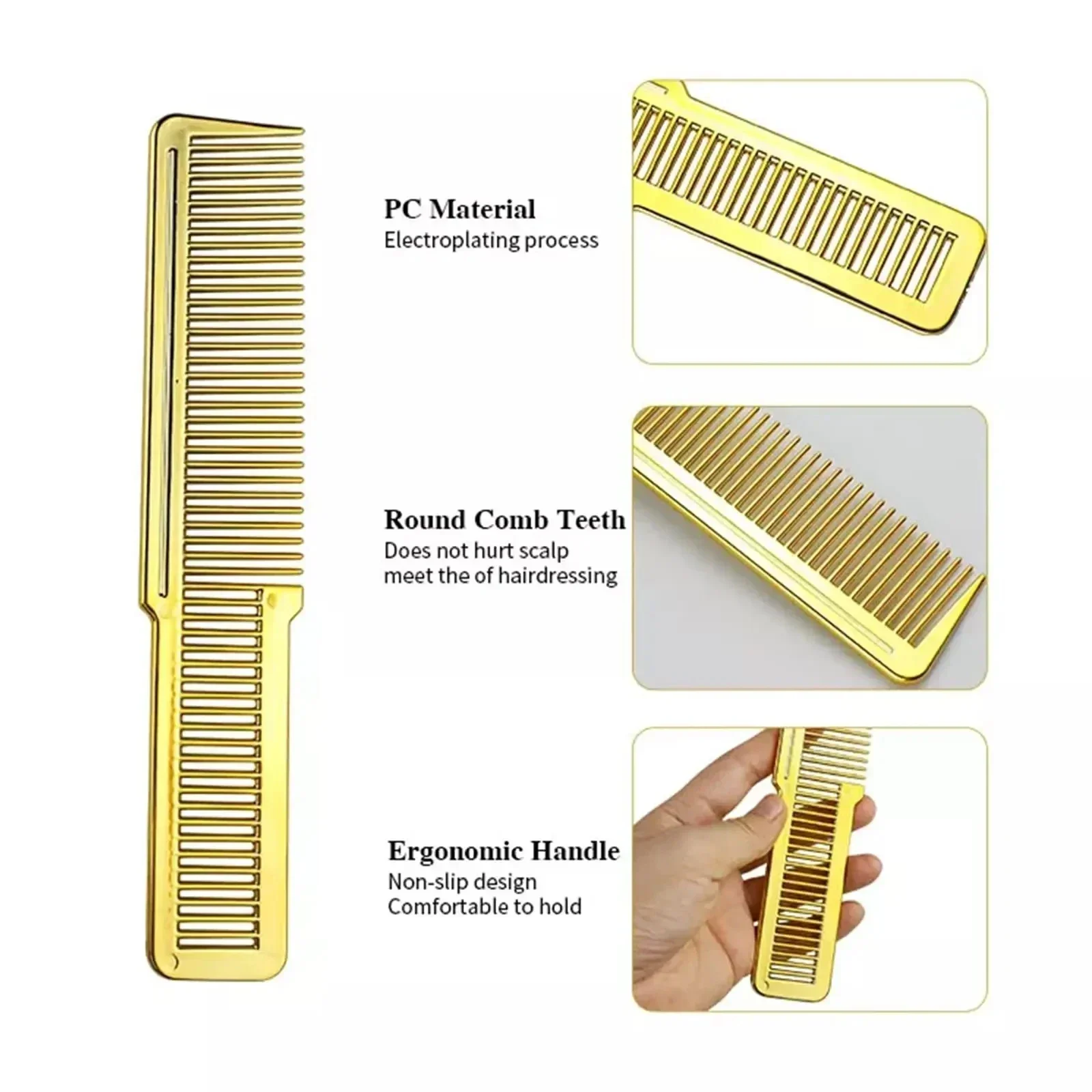 3PCS Salon Electroplated Hair Clipper Comb Sets Hair Cleaning Neck Duster Brush Men Ring Beard Brush Styling Barber Accessories