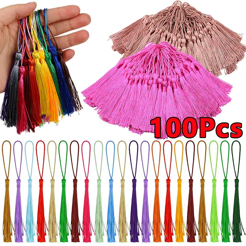 100pcs/lot 13cm Tassel Silk Fringe Silky Floss Bookmark Tassels Mini Tassels for DIY Craft Jewelry Making Souvenir Bookmarks