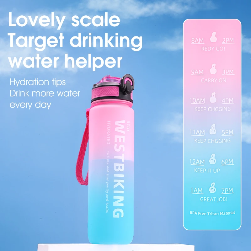 WEST BIKING Bike Water Bottle 1000ML Fresh Color Water Cup PETG Material Food Grade Sports Portable Bottle Bicycle Accessories