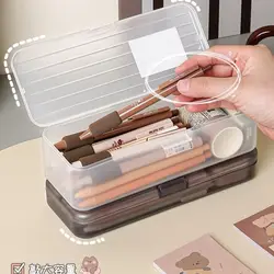 Large Capacity Storage Box High Quality Multi-function Transparent Pen Box Plastic Desktop Organizer Gift
